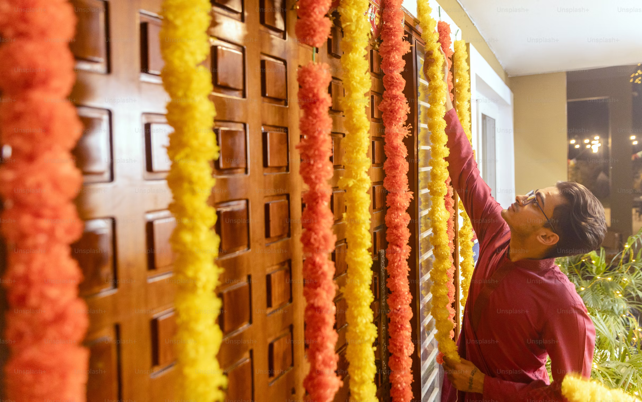 Traditional Indian festive and puja decor setup